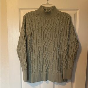 Tahari Women's Turtleneck Cable Knit Sweater - Sage Green